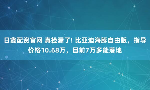 日鑫配资官网 真捡漏了! 比亚迪海豚自由版,指导价格10.68万,目前7万多能落地