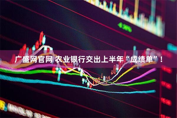 广盛网官网 农业银行交出上半年“成绩单”！